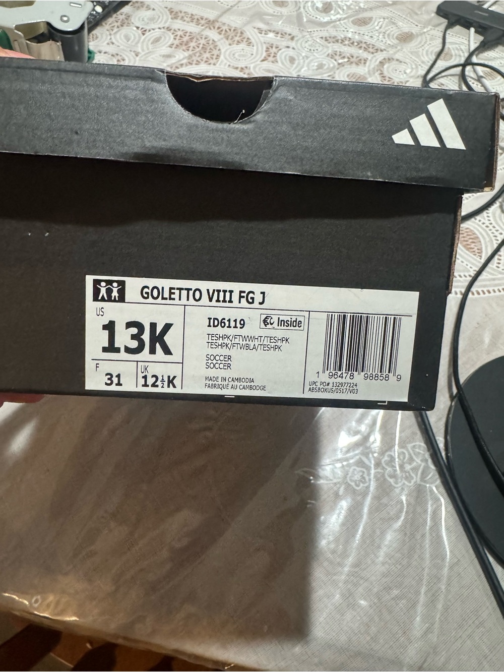 adidas Black and White GolettO VIII FG J Shoe Box